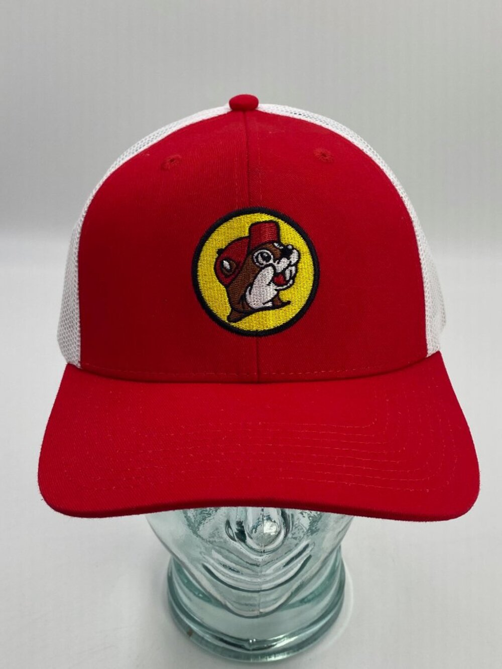 Bucees Snapback Red Trucker Hat Cap Embroidered Buc-ee’s Beaver Logo Mesh Back